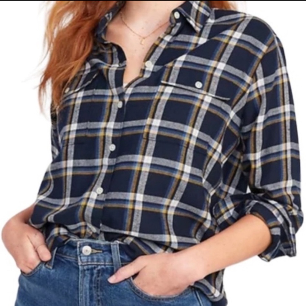 NWT Old Navy Plaid Flannel Button Down size XS